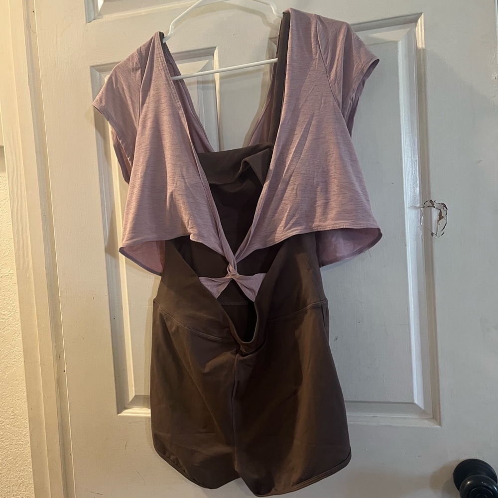 Free People Pink Top and Brown Shorts Set - Picture 3 of 3